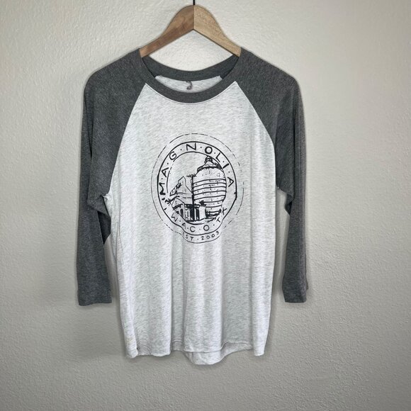 Magnolia Market Waco TX Baseball Raglan Tee Gray & White Size L - Picture 2 of 9